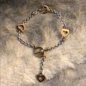Gold and Silver Heart Chain Bracelet.